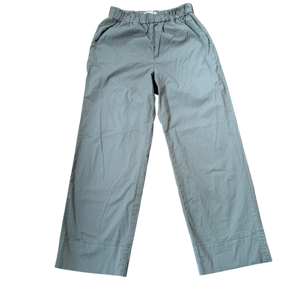 Everlane Organic Cotton Wide Leg Ankle Pants Olive Green Sz 8 Neutral Minimalist